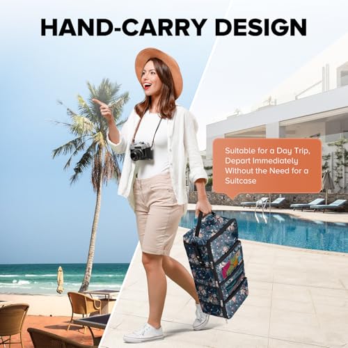 Suitcase Organizer, Travel Luggage Organizer Hanging Shelves Packing Cube Closet/Collapsible Portable Travel Organizer for Carry-on - color: Berry-S-4 Tier, size: Small