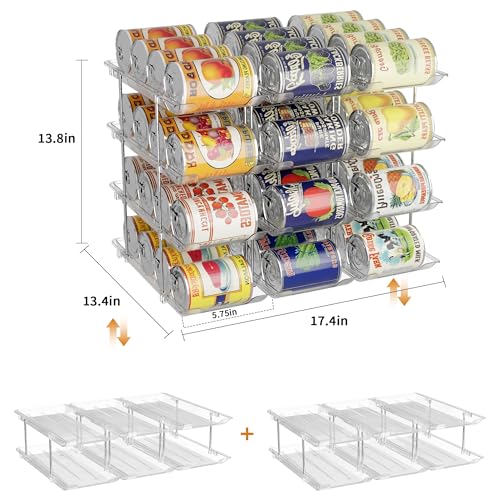 LXLXXL Can Organizer For Pantry Canned Food Goods Organizer For Cabinet Clear Automatic Rolling Can Storage Organizer Pantry Holders Rack, Holds Up to 48 Cans - size: 4Tier*3