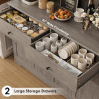 HIFIT 71" LED Kitchen Pantry Cabinet with Power Outlet, Large Kitchen Hutch Storage Cabinet with Arched Door, Shelves, 2 Drawer, Tall Farmhouse Coffee Bar w/Hutch for Home Dining Living Room, Ash Grey - color: Ash Grey