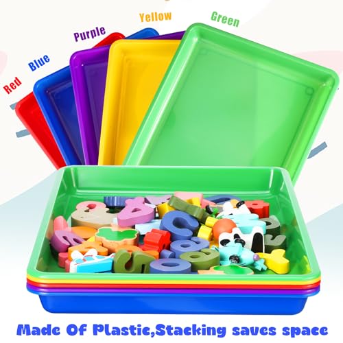 Hoteam 10 Pcs Flat Storage Organizer Tray Bin Paper Tray for Classroom Plastic Stackable File Organizer for School Office Teacher Book Organization(Multicolor,16.14 x 11.81 x 1.38 Inch) - color: Multicolor, size: 16.14 x 11.81 x 1.38 Inch