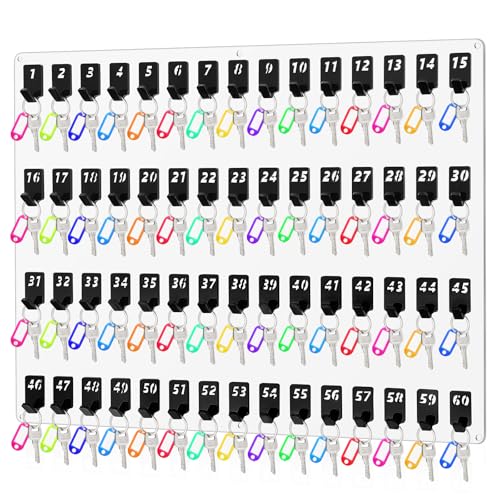 Beeveer Acrylic Key Board with 60 No. Hooks Wall Mount Key Rack Holder Hanger Storage Collection for School, Garage, Car Dealer, Office, Hotel, Real Estate(Transparent) - color: Transparent, size: 60 Hooks