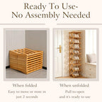 Foldable Shoe Rack, Tier No-Assembly Bamboo Rack, 2026 New Portable Bamboo Corner Shoe Rack, Multifunctional Narrow Shoe Shelf for Entryway, Closet, Corner, Bedroom (5 Layers)