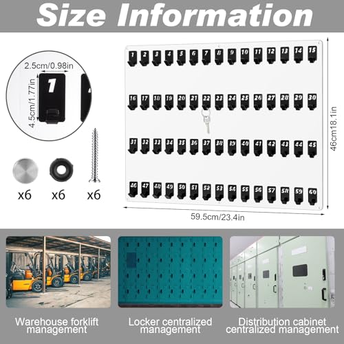 Beeveer Acrylic Key Board with 60 No. Hooks Wall Mount Key Rack Holder Hanger Storage Collection for School, Garage, Car Dealer, Office, Hotel, Real Estate(Transparent) - color: Transparent, size: 60 Hooks