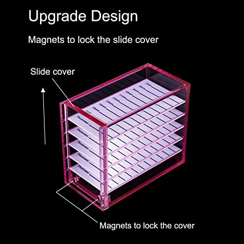 Lash Organizers and Storage, Upgrade design red Small 5-Layer Lash Trays for Lash Extensions with magnet cover, Transparent lash tray Organizer, Eyelash Storage Box - color: Pink-Upgrade