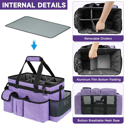 Cleaning Caddy Bag,Large Cleaning Supplies Organizer with Handle for Housekeepers,Purple - color: Purple, size: Large