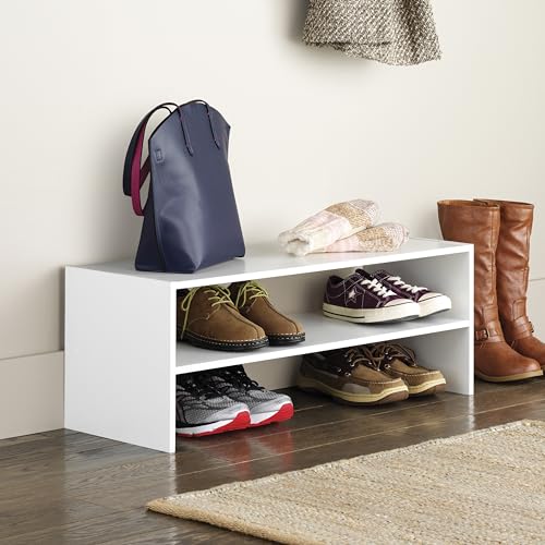 Whitmor Stackable 31" Extra Wide 2-Shelf Storage Organizer, White - color: White, size: 31 INCH