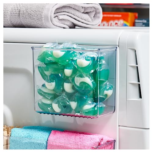 iDesign Magnetic Small Clear Plastic Organizer Bins for Laundry Room Storage - size: Small, style: Pack of 1