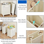 WESAPPINC Collapsible Large Laundry Hamper, Plastic Laundry Basket with Wheels,Suitable for Bathroom, Bedroom, Dorm Room & Laundry Room,Basket with Handle (White) - color: 55L White