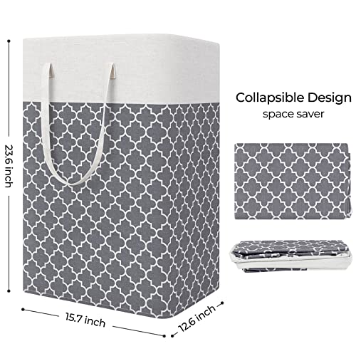 StorageRight Laundry Basket Hamper Large Collapsible Laundry Hamper with Easy Carry Handles，Freestanding Clothes Hampers for Laundry, Bedroom, Dorm, Clothes, Towels, 75L, Clover Grey - color: Clover Grey, size: 75L