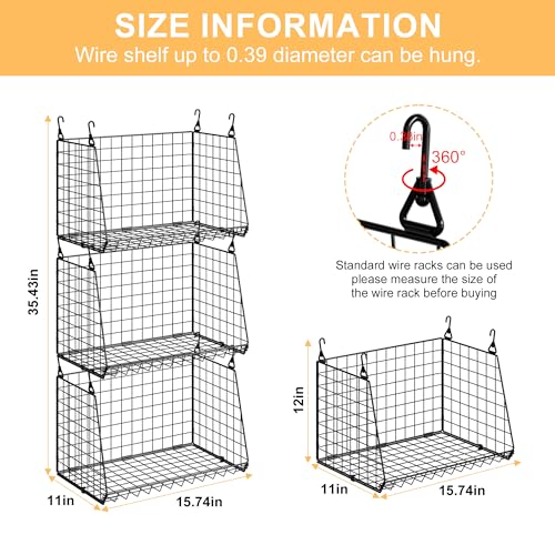 Sonyabecca 3-Pack Hanging Laundry Baskets, Foldable Metal Wire Shelves with 360° Rotating Hooks, Space-Saving Over Washer/Dryer or Closet Storage for Laundry Room & Closet Organization, Black - size: 3-Pack 15.74*11*35.43inch