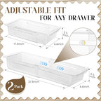 2 Pack Deep Drawer Organizer Bins, Adjustable Sliding Drawer Organizer Bin Expandable Tray for Kitchen Utensils, BBQ Tools, Towels, Durable Plastic Sliding for Easy Storage (17" to 27”) - size: 17" to 27”