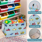 FANKANG Storage Basket,Nursery Hamper Canvas Laundry Basket Foldable with Waterproof PE Coating Storage, Office, Bedroom, Clothes,Toys (Rec-Car) - color: A Rec-Car-L