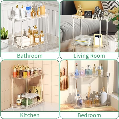 NPPLUS Acrylic Bathroom Counter Organizer, 2-Tier Tray Vanity Counter Organizer, Home Storage Holder for Makeup, Cosmetics & Perfume - style: Rectangle