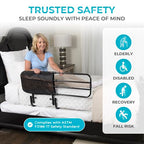 Stander EZ Adjust Bed Rail, Adjustable Senior Bedrail and Safety Assist Railing for Elderly Adults with Organizer Pouch, ASTM Safety Approved Guard-Rail, Black
