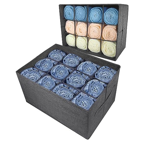 EASEVE 2Pcs Closet Organizers and Storage Bins for Clothes - 12 Cell Drawers Organizer Grid Storage Box for Jeans Pants Sweater Towel T-shirts, Wardrobe Shelf Dividers Closets Organization - size: 2 Pcs