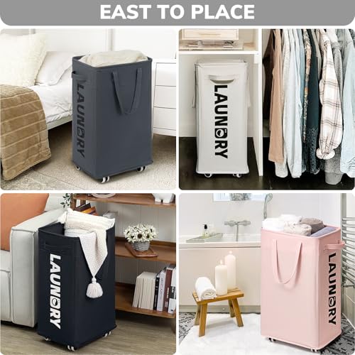Goodpick 75L Laundry Basket with Wheels & Removable Wash Bag, Large Rolling Laundry Hamper for Clothes, Dorm Room Essentials, Grey - color: Grey 1-Pack