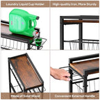 4 Tier Slim Rolling Storage Cart with Pull-Out Baskets, Narrow Sliding Storage Slim Laundry Rolling Cart Between Washer and Dryer - color: Black