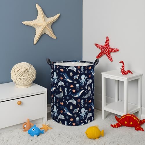 Ocean Baby Laundry Basket Baby Hamper for Nursery Girl Kids Soccer Hamper Cute Kids Toys Storage Bin Organizer Ocean Room Decor for Home(Blue Ocean) - color: Blue Ocean