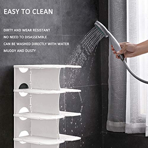 6-Tier Narrow Shoe Rack for Small Entryways, Space-Saving Adjustable Stackable Shelves, Free Standing Shoe Organizer for Closet, Corner, Doorway, White - color: White