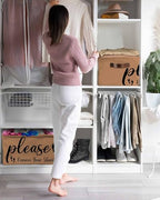 Please Remove Your Shoes Storage Basket Waterproof Cube Storage Bin Organizer with Handles, Farmhouse Brown Collapsible Storage Cubes Bins for Clothes Books Toys 15"x11"x9.5"