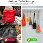 Purse Hanger for Closet, 8 Pack Unique Twist Design Bag Hanger Purse Hooks, Purse Holder for Hanging Bags, Handbags, Belts, Backpack, Scarves, Wreath, Hat, Jeans, Pans and Pots