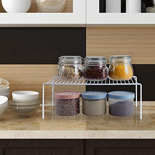 Redrubbit Medium (13 x 9. 4 Inch) Cabinet Storage Shelf Rack, Rustproof Kitchen Counter and Cabinet Shelf, Storage Rack Organizer for Kitchen, Fridge, Bathroom, Set of 6 - color: White