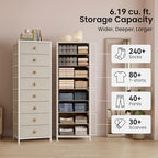 Crestlive Products Tall Dresser, 8-Drawer Fabirc Storage Tower, Chests of Drawers - Vertical Organizer Unit for Bedroom, Hallway, Entryway, Nursery, Closets - Steel Frame, Wood Top & Handles (Beige) - color: Beige, style: Narrow-8 Drawers