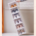 Foldable Shoe Rack,No Assembly Stackable Shoe Storage Box with Doors,Free Standing Plastic Space Saving Shoe Cabinet Bins Dustproof,Folding Shoe Box Organizers (6 Tier-6 Pairs White) - size: 6 Tier-6 Pairs White