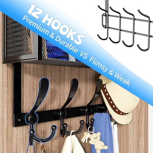 Kaiferty Over The Door Hooks Organizer, Coat Rack Over The Door Storage Hanger Towel Rack, Back of Door Storage Organizer for Bathroom,Bedroom,Kitchen,Office (Black, 3-Tier) - color: Black, size: 3-Tier