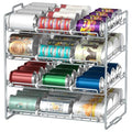 4 Tiers Stackable Can Rack Organizer, Wear-resistant Upgrade Beverage Food Can Dispenser Holder Holds up to 48 Cans for Kitchen Cabinet and Pantry (Silver) - color: Silver