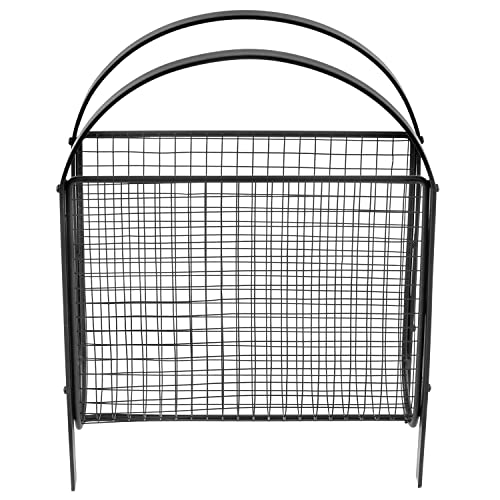 MyGift Mid-Century Design Magazine Rack, Matte Black Tone Metal Mesh Freestanding Magazine Organizer Holder Sling - color: Black