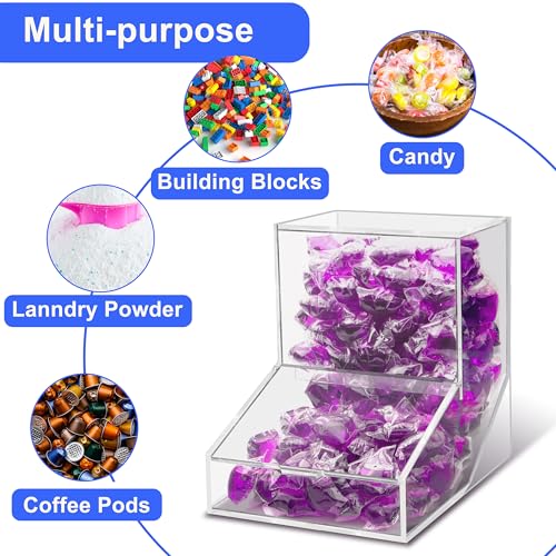 Laundry Pods Container with Spoon, Acrylic Candy Dispenser with 2 Lid, Dishwasher Pod Holder, Laundry Detergent Container, Laundry Organization for Laundry Room, kitchen, Office Used- Stand, 1pcs - color: 1pack