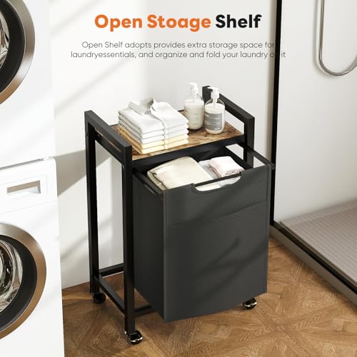 DUMOS Laundry Sorter, 18.3Gal (69L) Capacity Rolling Laundry Basket with Pull-Out Removable Bags & Movable Wheels,Clothes Separator Hamper Cart for Laundry Room, Bathroom and Bedroom Organizer - size: 1 × 18.3 Gal (69L)
