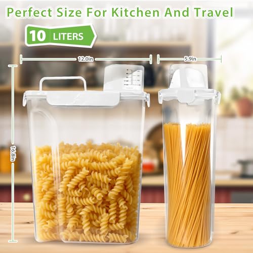 Viretec Rice Storage Container, 10 to 20lb Dry Food Airtight Dispenser, Pet Dog Cat Food Canister, BPA Free Clear Plastic Kitchen and Pantry Organization Bin for Oatmeal, Cereal, Pasta, Flour White - color: 10L/White