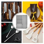 RIIPOO Expandable Knife Organizer for Drawer - Retractable and Adjustable Knife Block Holder Insert, Secure Storage Tray for Kitchen Countertop Organization