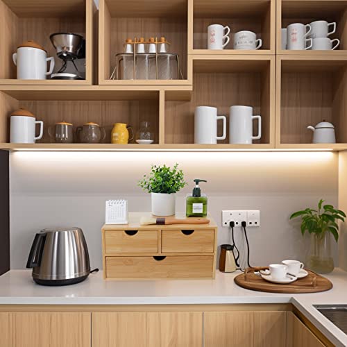 Charmewooden Bamboo Desk Organizer With Drawers Countertop Drawers Counter Storage Box Corner Desk Organizer for Home Office No Assembly Required (3 Drawers) - style: 3 Drawers