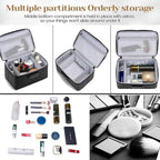 KaAutoler Portable makeup box with Lock, Large Capacity Travel Makeup Case Organizer, Makeup Bags for Girls Traveling With Handle and Divider Makeup Bag (Black) - color: Black