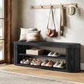 Tribesigns 47.2" Wooden Entryway Bench with 2-Tier Shoe Storage, Farmhouse Dining Bench with Adjustable Foot Pads, End of Bed Stool for Bedroom, Hallway, Living Room, Dining Room, Black - color: Black