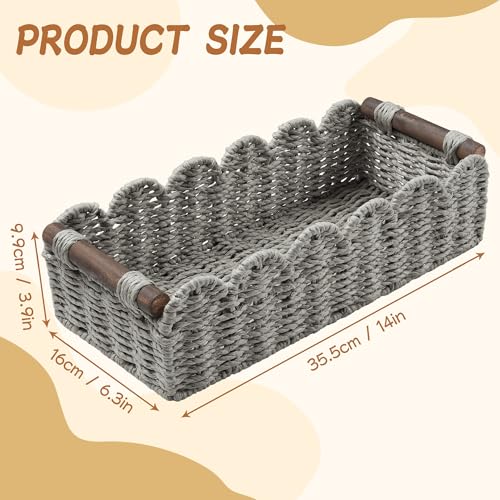 Toilet Paper Storage Basket Bathroom Counter Organizer Wicker Baskets for Organizing Cute Basket for Bedroom Nursery Room Kitchen Bathroom Decor-Gray - color: Gray