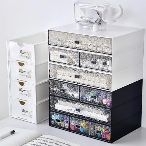 Desktop drawers, stackable plastic drawers, stationery and office supplies (Black, 2 Compartment) - color: Black, size: 2drawers