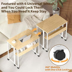 GarveeHome Folding Desk Small Rolling Desk with Storage Shelf,31.5 Inch Foldable Computer Table with Wheels,Portable Office Desk for Small Space Sofa Table,Easy to Fold - color: 31.5" Oak