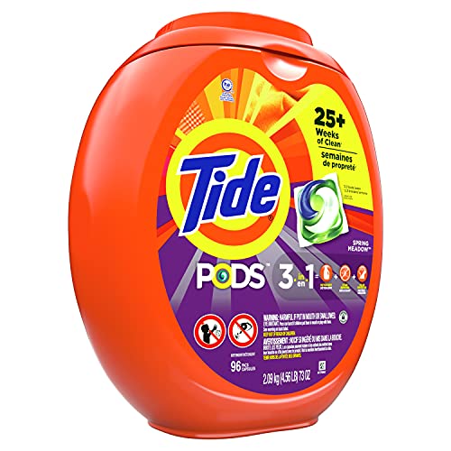 Tide PODS Laundry Detergent Soap PODS, High Efficiency (HE), Spring Meadow Scent, 96 Count - size: 96 Count (Pack of 1)