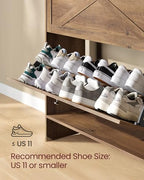 VASAGLE Shoe Storage Cabinet Organizer with 2 Flip Drawers, Freestanding Narrow Shoe Rack Cabinet for Entryway, Farmhouse Style, Fits 14 to 16 Pairs, Honey Brown UHSC203KB01S - color: Honey Brown