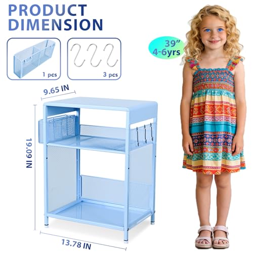 Sky Blue Kids Nightstand, Small Nightstand for Bedroom, End Table with Hooks and Holder, Toddler Bedside Table, Desk Organizer for Office, Small Desk for Living Room, Dorm (Sky Blue) - color: Sky Blue