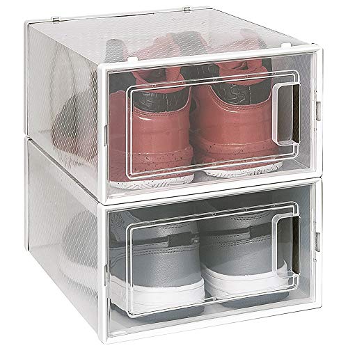OnDisplay Clik Stackable Interlocking Shoe Box System (Standard Clear/White, Set of 2) - color: Standard Clear/White, size: Set of 2