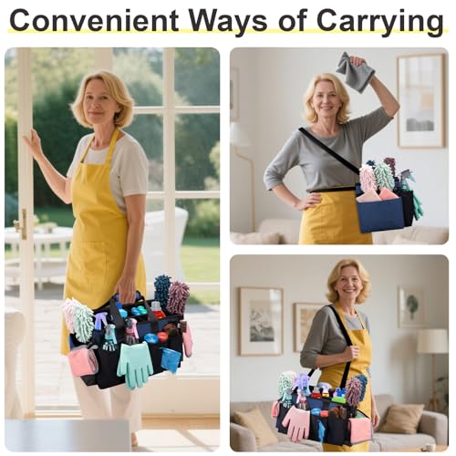 Wearable Large Cleaning Caddy Bag for Housekeeper, Clean Supply Organizer with Adjustable Shoulder, Waist & Handle Straps, Detailing Bag for Kitchen Supplies (Blue) - color: Blue