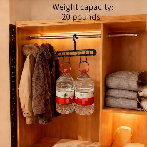10pcs 9-Hook Rotating Hanger Organizer, 20lb Heavy Duty Space Saving Closet Organizer for Dorm Room & Apartment, 360° Swivel Hanger Holder Compatible with Plastic Black Hangers - color: Black, size: 10