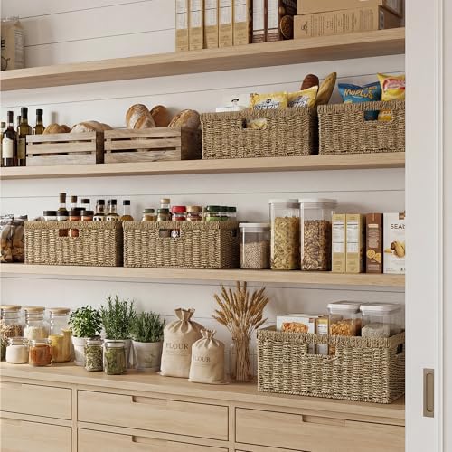 StorageWorks Extra Large Wicker Baskets for Organizing, Seagrass Storage Basket with Built-in Handles, 1 Pack - color: Natural (Seagrass), size: 16 ½"L x 13"W x 7 ½"H