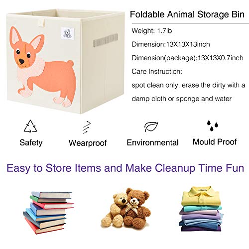 CLCROBD Foldable Animal Cube Storage Bins Fabric Toy Box/Chest/Organizer for Toddler/Kids Nursery, Playroom, 13 inch (Dog) - color: Dog