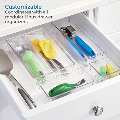 iDesign Linus Plastic Kitchen Drawer Organizer for Silverware, Spatulas, Cutlery, Gadgets, Office Supplies, Cosmetics, 4" x 8" x 3" - Clear - style: Pack of 1